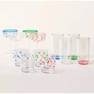NEW Kate Spade New York X Target Polka Dot Coupe Highball Lowball Cups Glasses